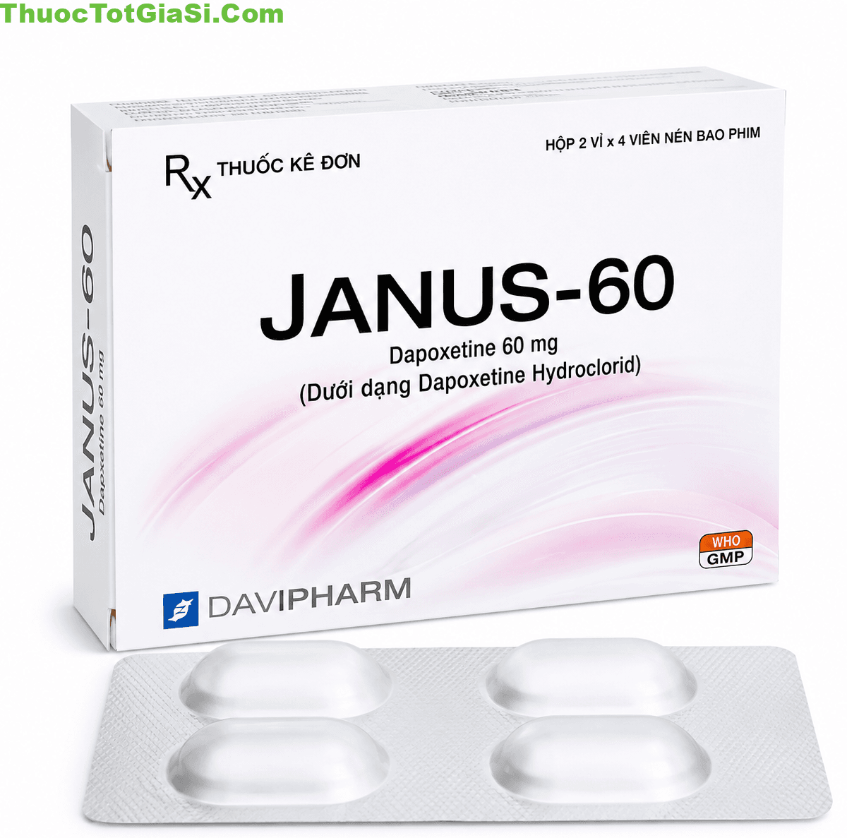 Janus 60 Davipharm Dapoxetin 60mg Thuốc JANUS-60 (Dapoxetin 60mg) Davipharm thuốc chống xuất tinh sớm