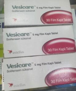 Thuốc Vesicare 5mg (Solifenacin succinate) Astellas điều trị rốn loạn tiểu tiện (chứng bàng quang tăng hoạt), són tiểu (3 vỉ x 10 viên)