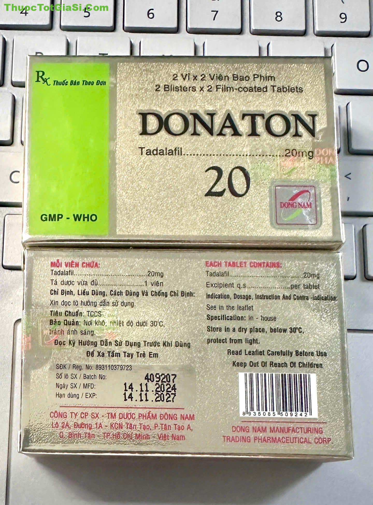 Thuốc Donaton 20 (Tadalafil 20mg) DONG NAM điều trị liệt dương, yếu sinh lý, khó cương dương Thuoc Donaton 20 Tadalafil 20mg DONG NAM dieu tri liet duong yeu sinh ly kho cuong duong e1748750157378