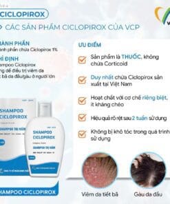 Dầu gội trị nấm gàu da đầu Shampoo Ciclopirox VCP 100ml 4 shampooCiclopirox100mlVCP