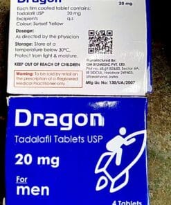 Thuốc DRAGON 20mg Tadalafil Tablets USP for men điều trị rối loạn cương dương (1 vỉ x 4 viên)