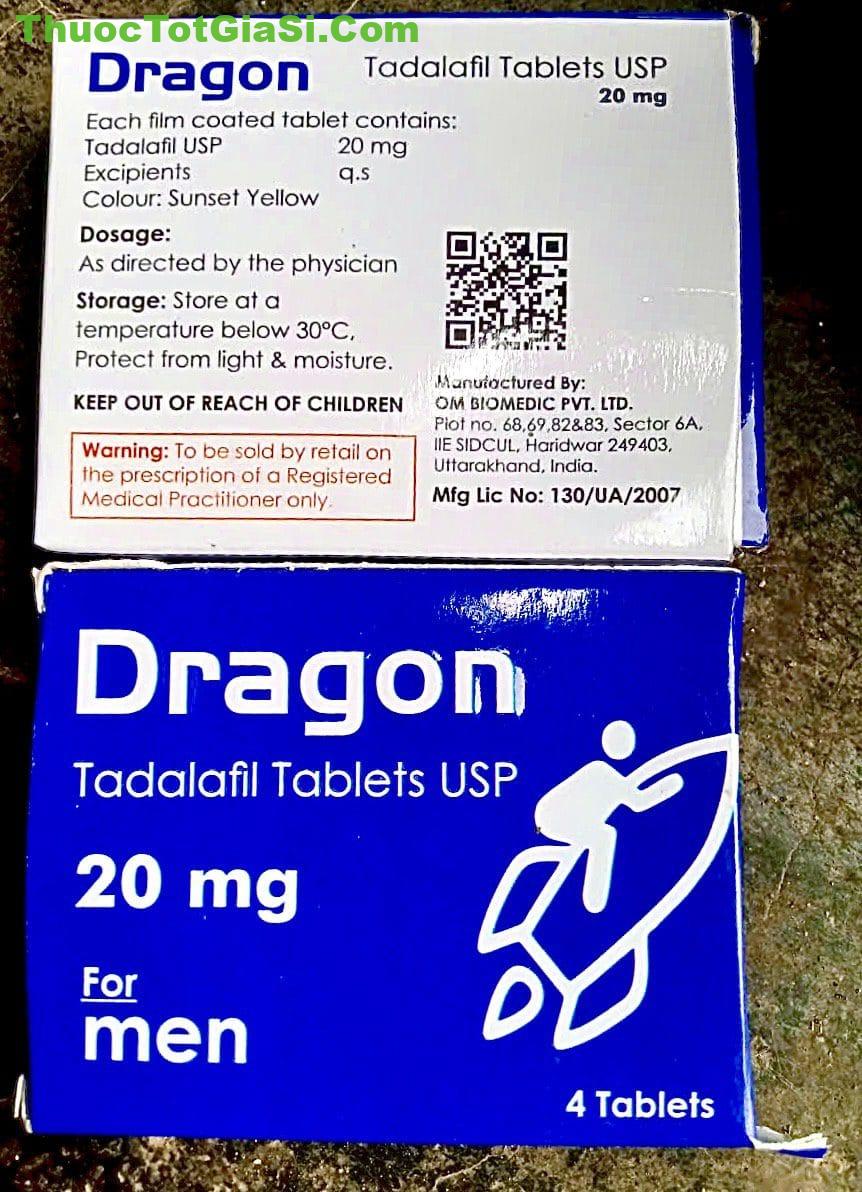 thuốc DRAGON 20mg Tadalafil usp 4 vien