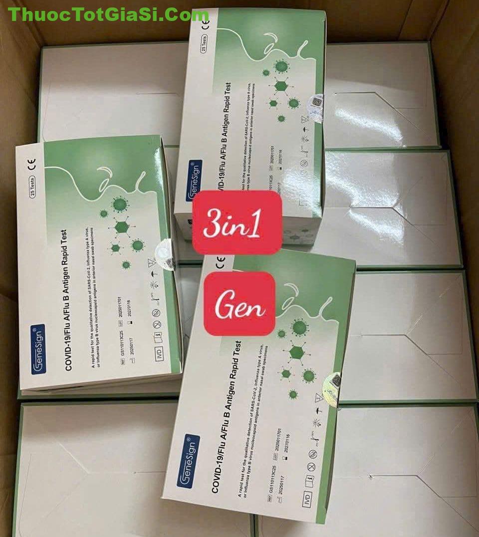 Test GENESIGN COVID-19 Flu A Flu B Antigen Rapid Test nhanh 3in1 Covid và cúm A B tại nhà