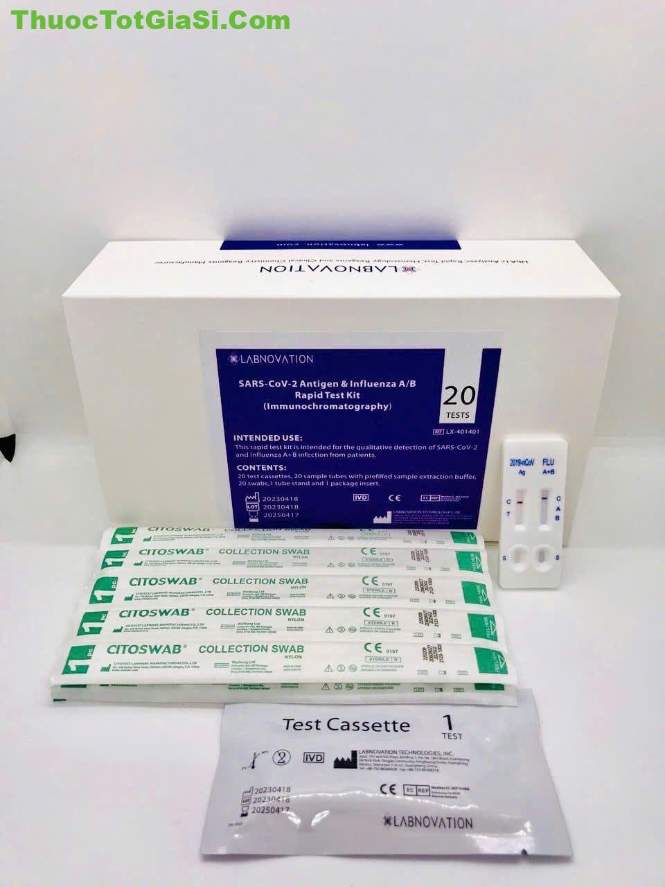 Test LABNOVATION SARS-CoV-2 Antigen Test nhanh Covid 19 và cúm A B Test LABNOVATION SARS CoV 2 Antigen Test nhanh Covid 19 va cum A B