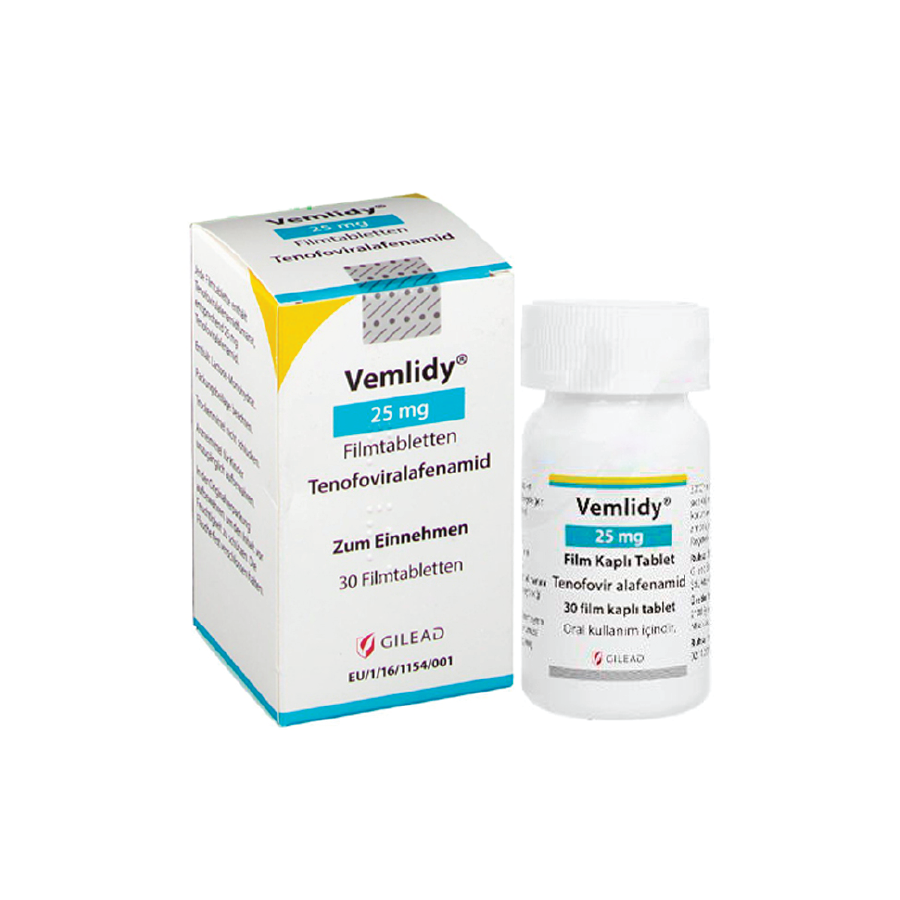 VEMLYDY 25mg Gilead (Tenofovir alafenamide 25mg) H/30v điều trị nhiễm virus 3 Vemlidy 25mg thuốc kháng virus, trị viêm gan B chai 30 viên | THUOCTOTGIASI.COM