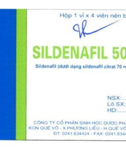 SILDENAFIL 50mg BAB Ba Đình Pharma hộp 1 vỉ x 4 viên điều trị rối loạn cương dương