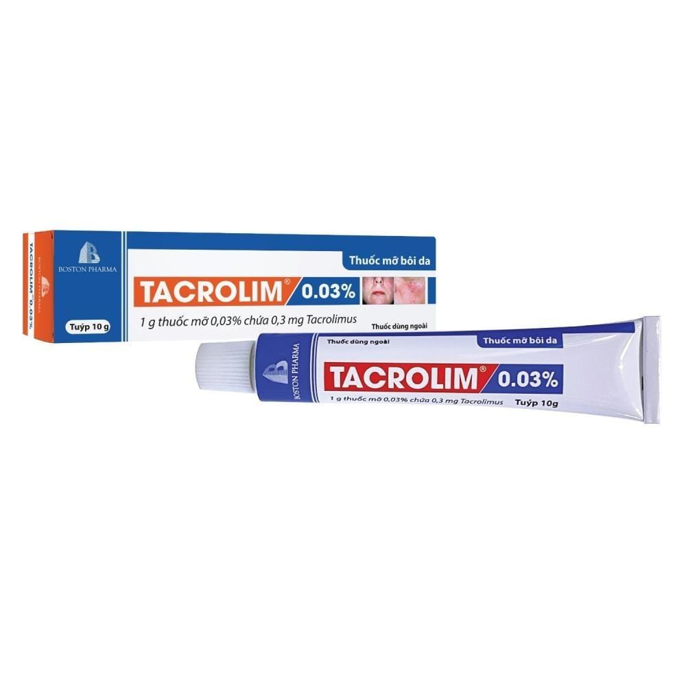 TACROLIM 0.03 tuýp 10g Boston (Tacrolimus 0.03%) điều trị chàm, viêm da cơ địa, dị ứng da 2 TACROLIM 0.03 giá bao nhiêu? | thuoctotgiasi.com