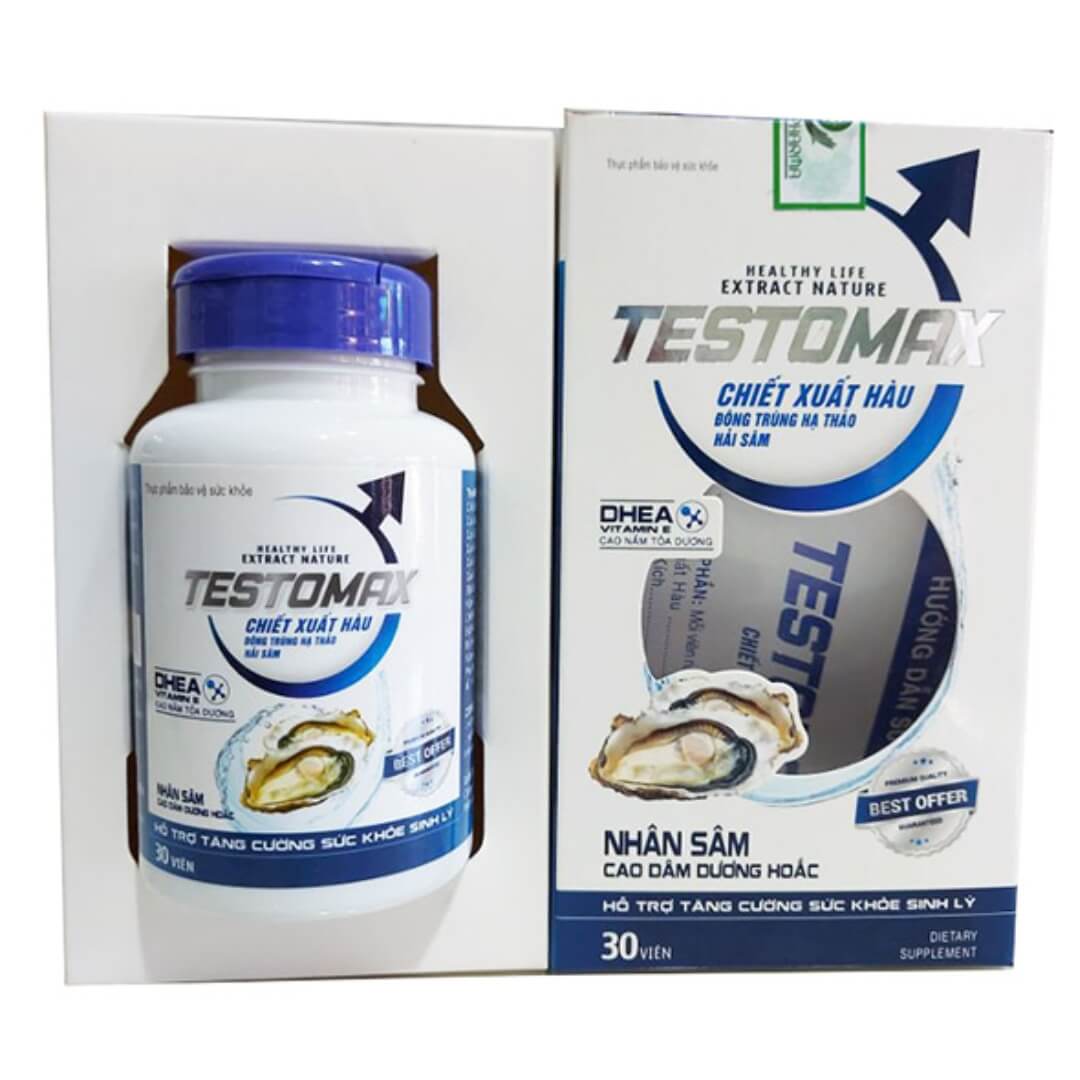 TESTOMAX hộp 30 viên bổ thận, tráng dương, giúp cải thiện tình trạng sinh lý yếu 6 Testomax là thuốc gì? Testomax giá? |thuoctotgiasi.com