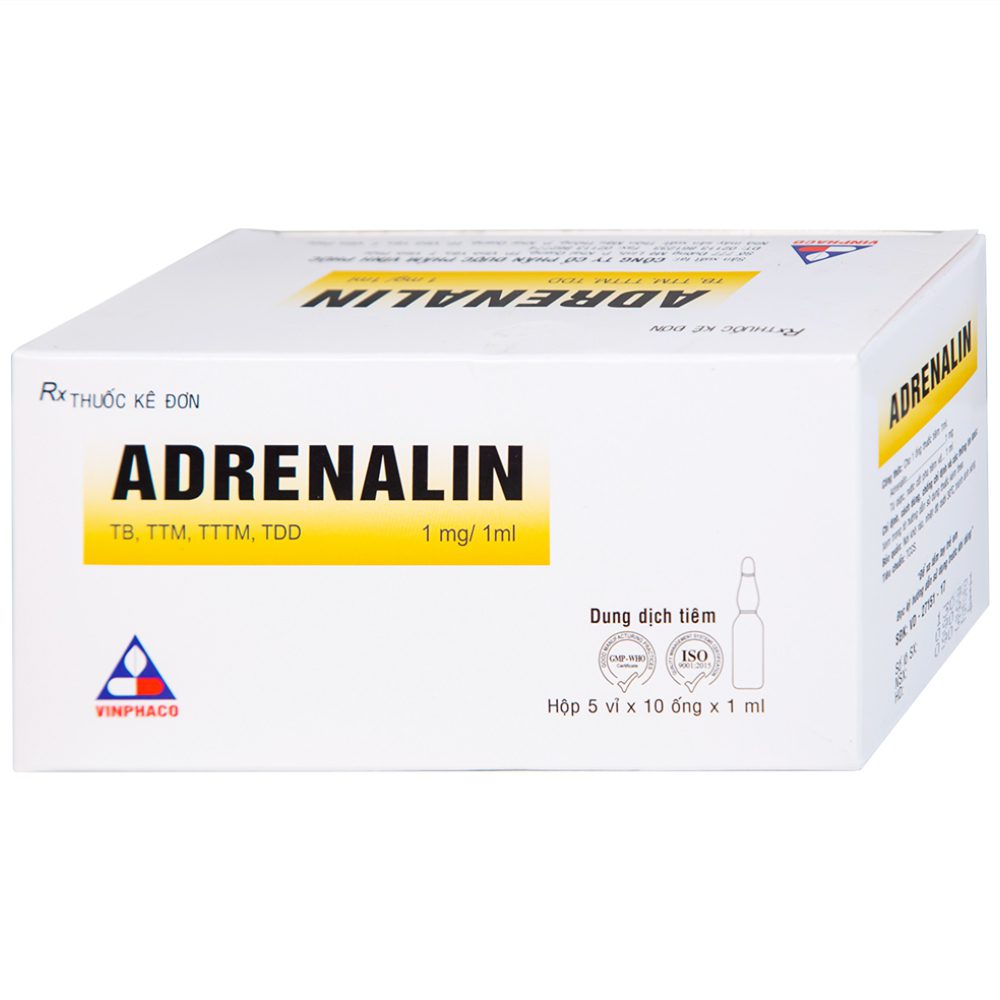 Thuốc tiêm Adrenalin (Epinephrine) VINPHACO hộp 5 vỉ x 10 ống x 1ml 3 Adrenalin công dụng gì? ở đâu bán? |thuoctotgiasi.com