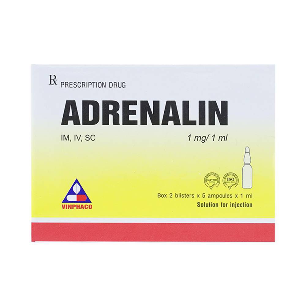 Thuốc tiêm Adrenalin (Epinephrine) VINPHACO hộp 5 vỉ x 10 ống x 1ml 4 Adrenalin là thuốc gì? mua ở đâu? |thuoctotgiasi.com