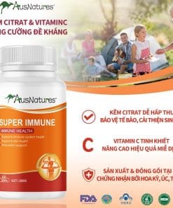 Super Immune AusNatures (Kẽm & Vitamin C) – Đẹp da, tăng đề kháng - lọ 60 viên