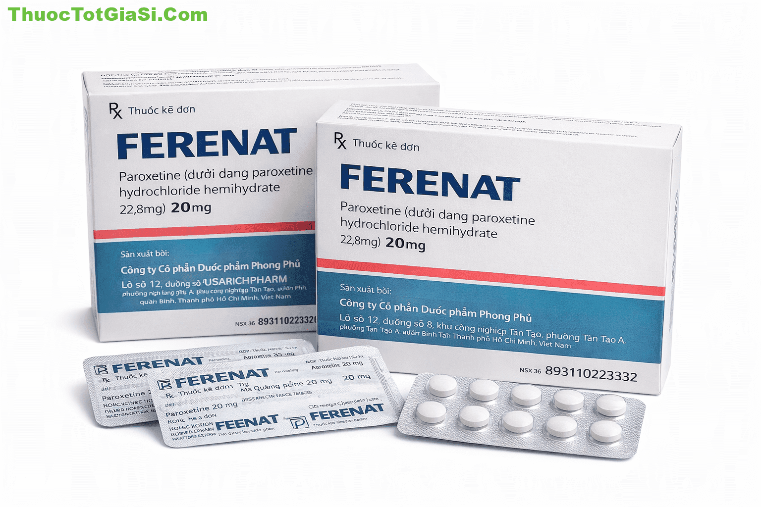 Ferenat Paroxetine 20mg Ferenat 20mg (Paroxetine) – Thuốc Điều Trị Trầm Cảm, Rối Loạn Lo Âu