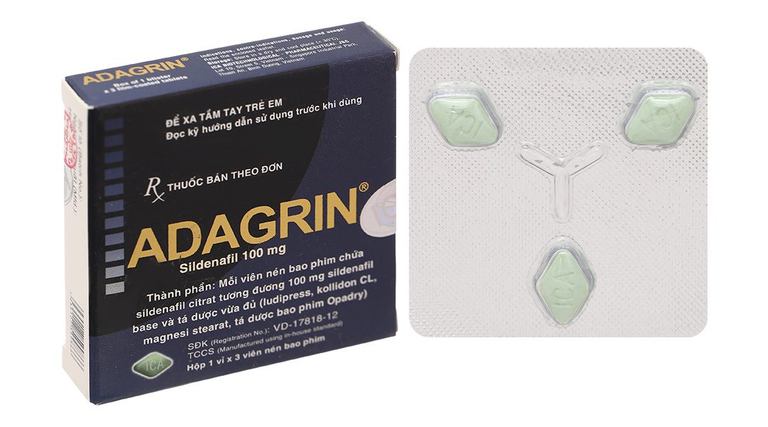 Adagrin 100mg Sildenafil 100mg điều trị rối loạn cương dương |thuoctotgiasi.com