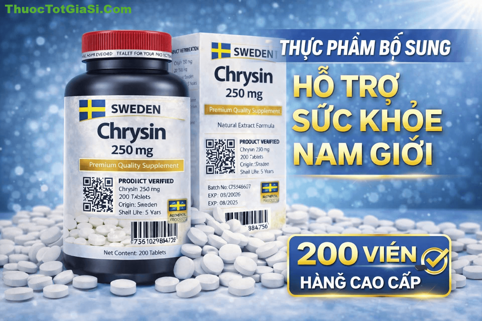 Chrysin 250mg là gì Công dụng, cách dùng, giá bán mới nhất Chrysin 250mg Sweden