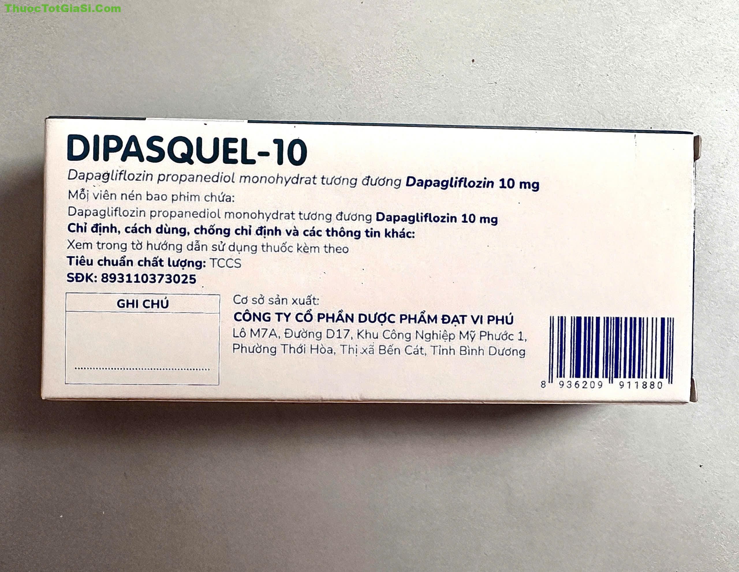DIPASQUEL 10 Dapagliflozin 1 Dipasquel-10 (Dapagliflozin 10mg) – Thuốc điều trị tiểu đường type 2 hiệu quả