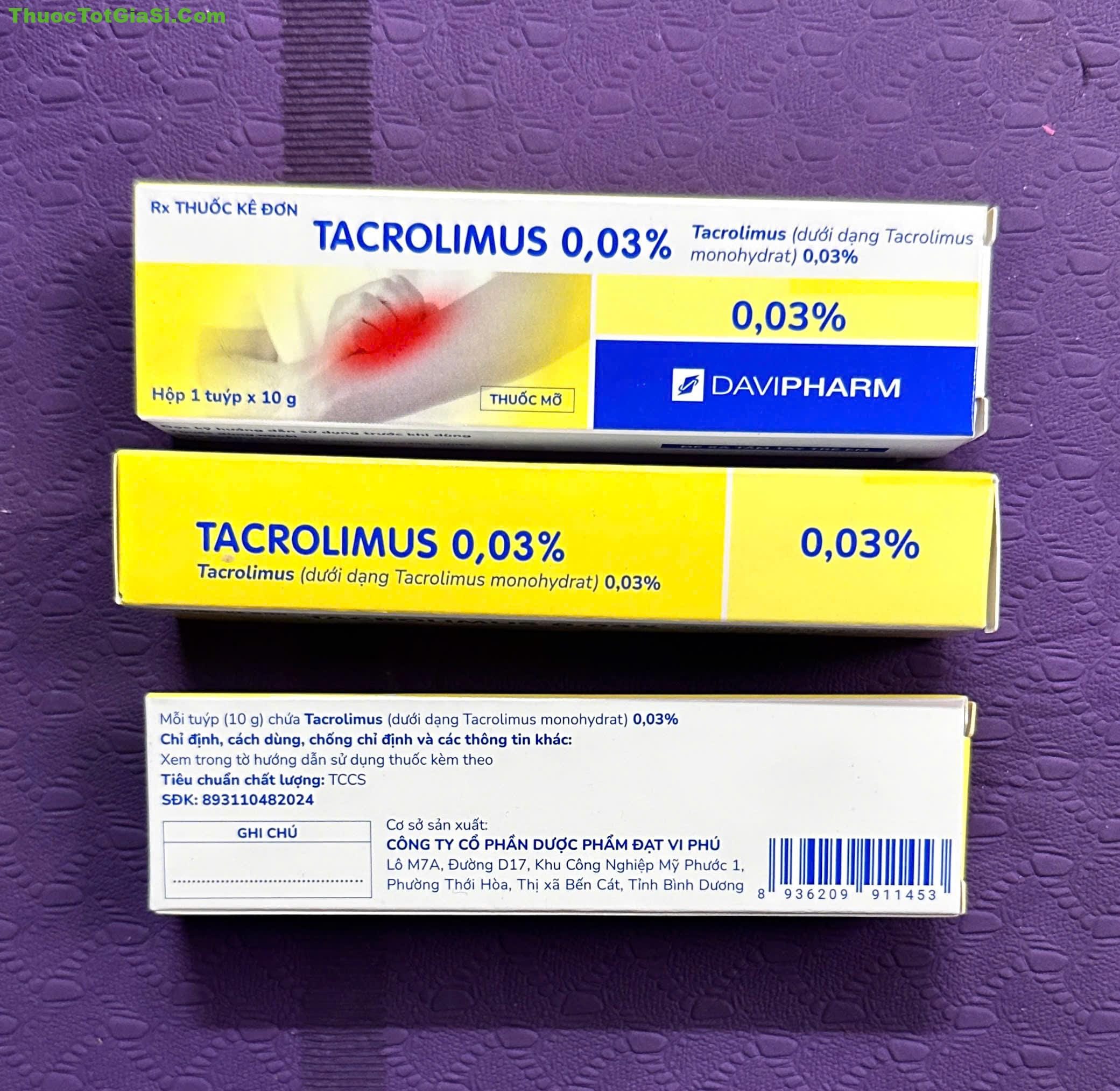 TACROLIMUS 003 Davipharm TACROLIMUS 0.03% Davipharm là thuốc gì? Công dụng, giá bao nhiêu? Có tốt không?