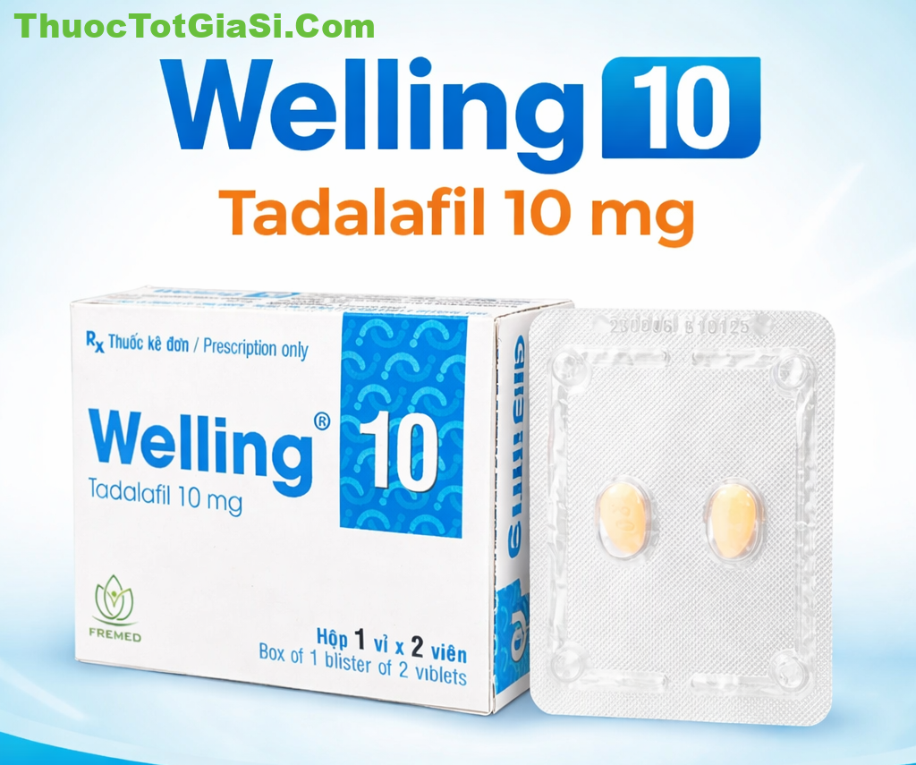 Welling 10 Tadalafil 10mg Welling 10 Tadalafil 10mg – Thuốc Điều Trị Rối Loạn Cương Dương Ở Nam Giới