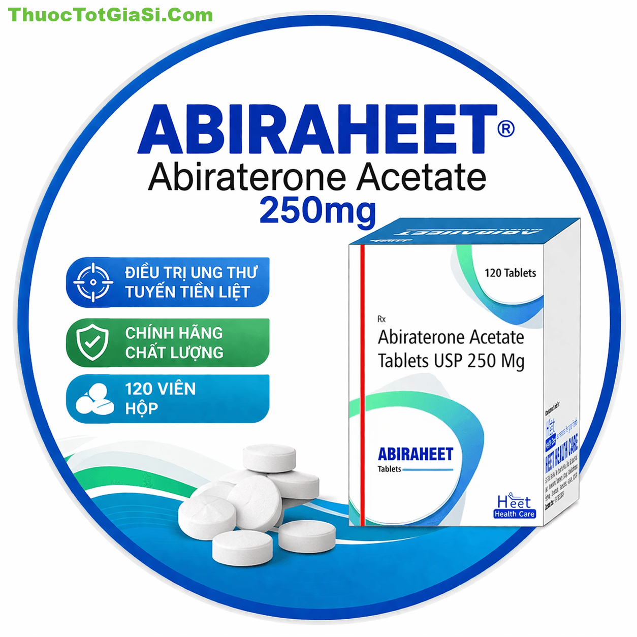 Abiraheet 250mg (Abiraterone Acetate) Abiraheet 250mg (Abiraterone Acetate) – Thuốc điều trị ung thư tuyến tiền liệt hiệu quả