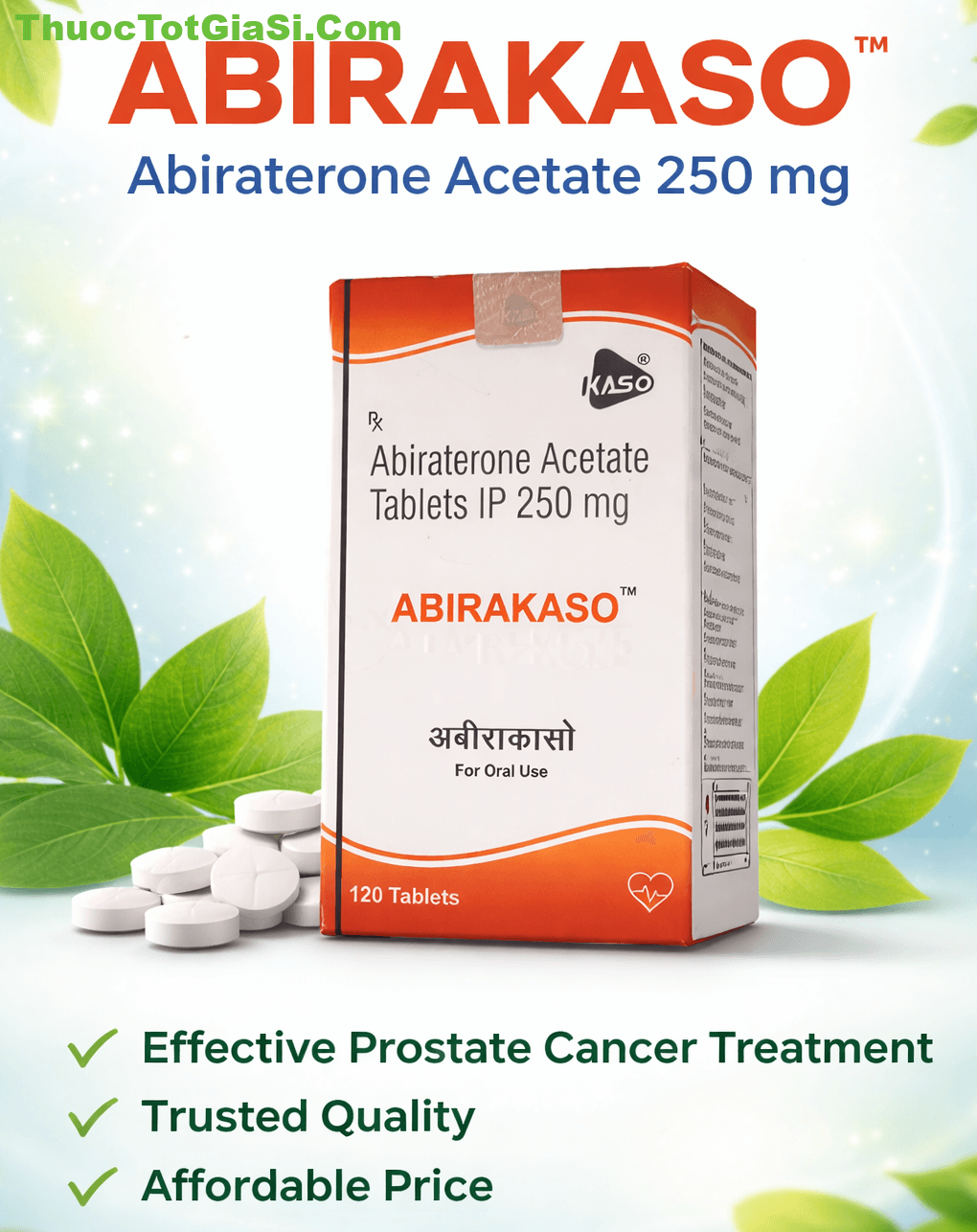 Abirakaso 250mg (Abiraterone Acetate)– Thuốc điều trị ung thư tuyến tiền liệt Abirakaso 250mg (Abiraterone Acetate)– Thuốc điều trị ung thư tuyến tiền liệt