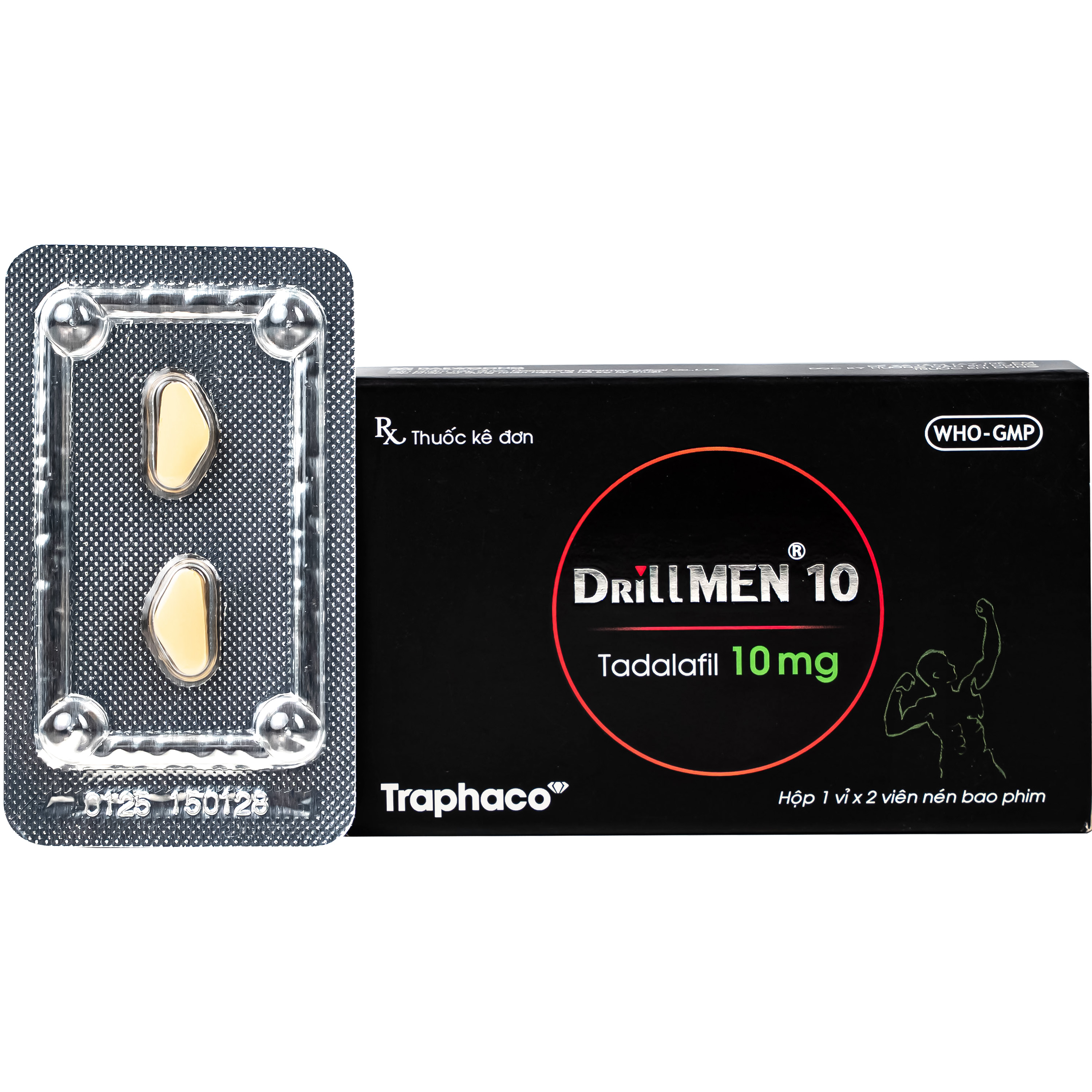 Drillmen 10 (Tadalafil 10mg) Traphaco – Thuốc điều trị rối loạn cương dương 2 Thuốc DrillMEN 10mg Traphaco điều trị rối loại cương dương (1 vỉ x 2 viên) - Nhà thuốc FPT Long Châu