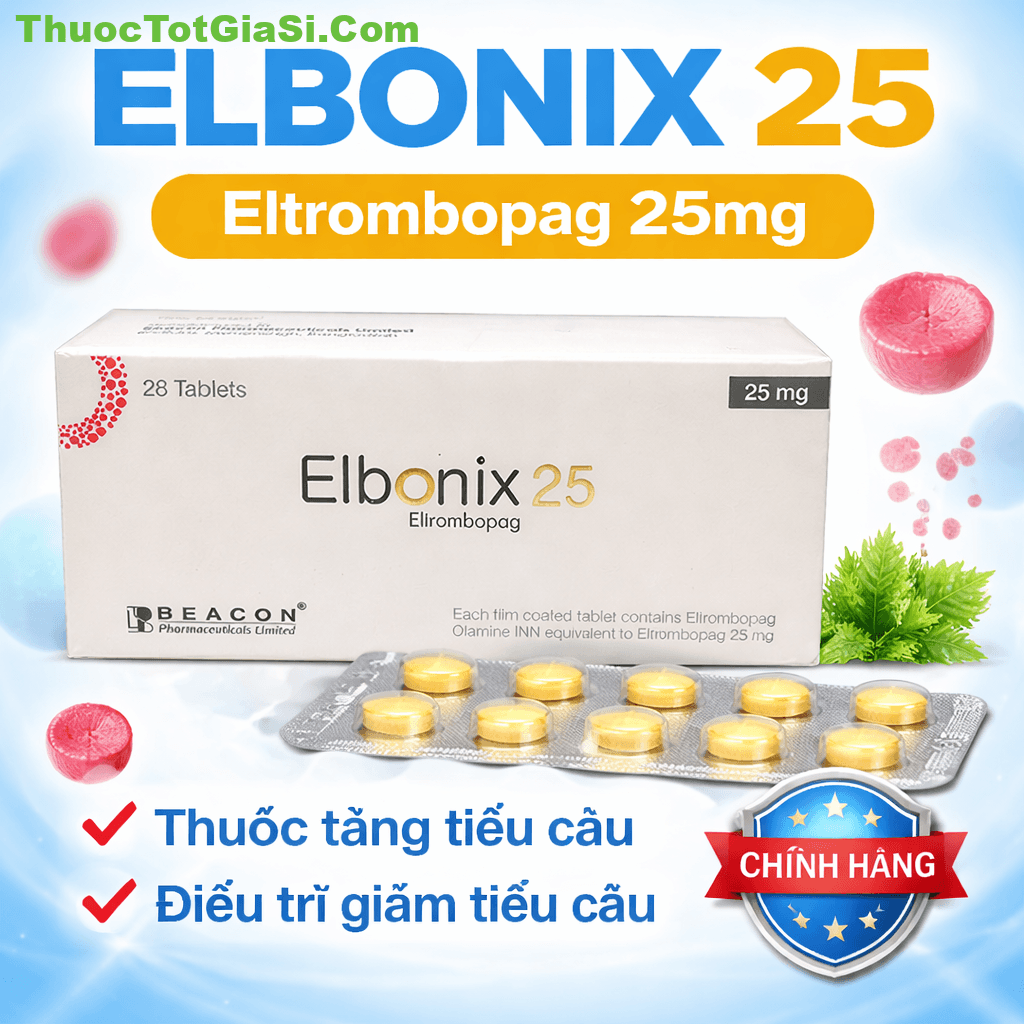 Elbonix 25 (Eltrombopag 25mg) Elbonix 25 (Eltrombopag 25mg) – Thuốc tăng tiểu cầu hiệu quả, chính hãng