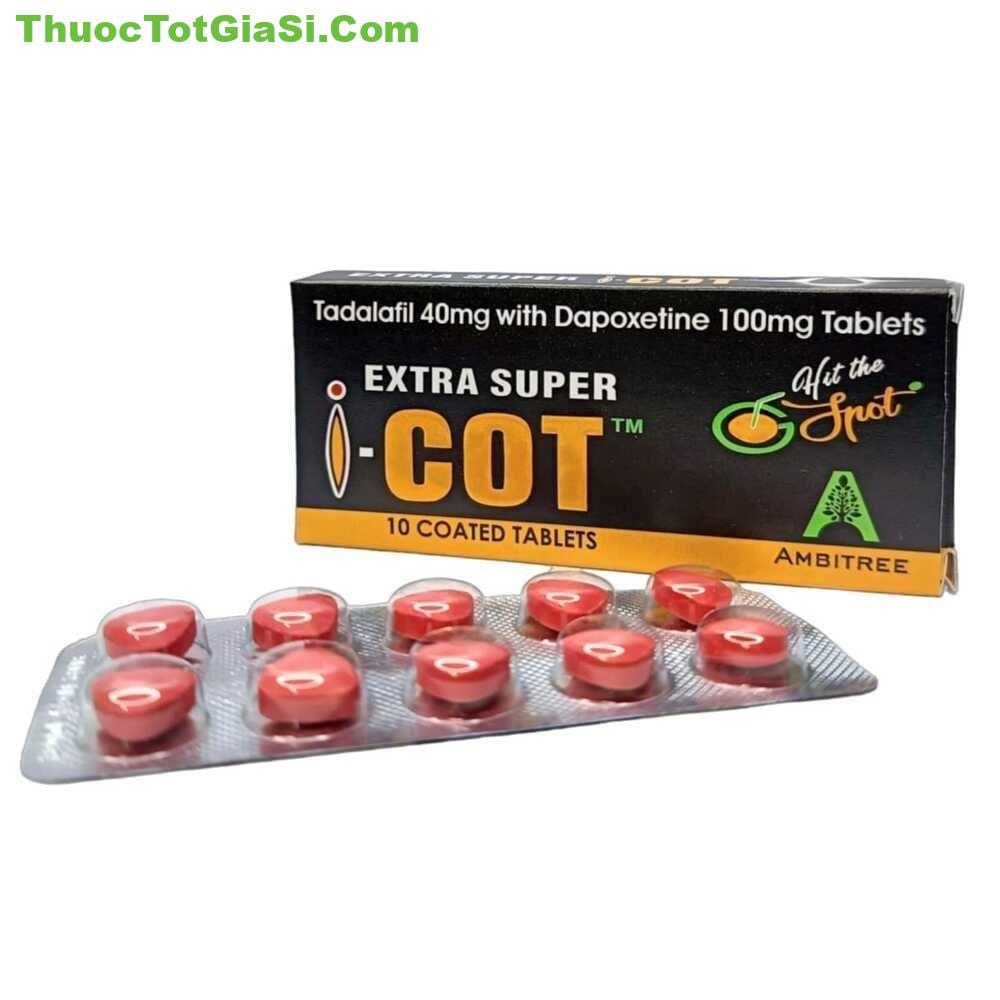 Extra Super I-COT (Tadalafil 40mg & Dapoxetine 100mg) – Thuốc trị rối loạn cương dương, xuất tinh sớm, kéo dài thời gian quan hệ hiệu quả