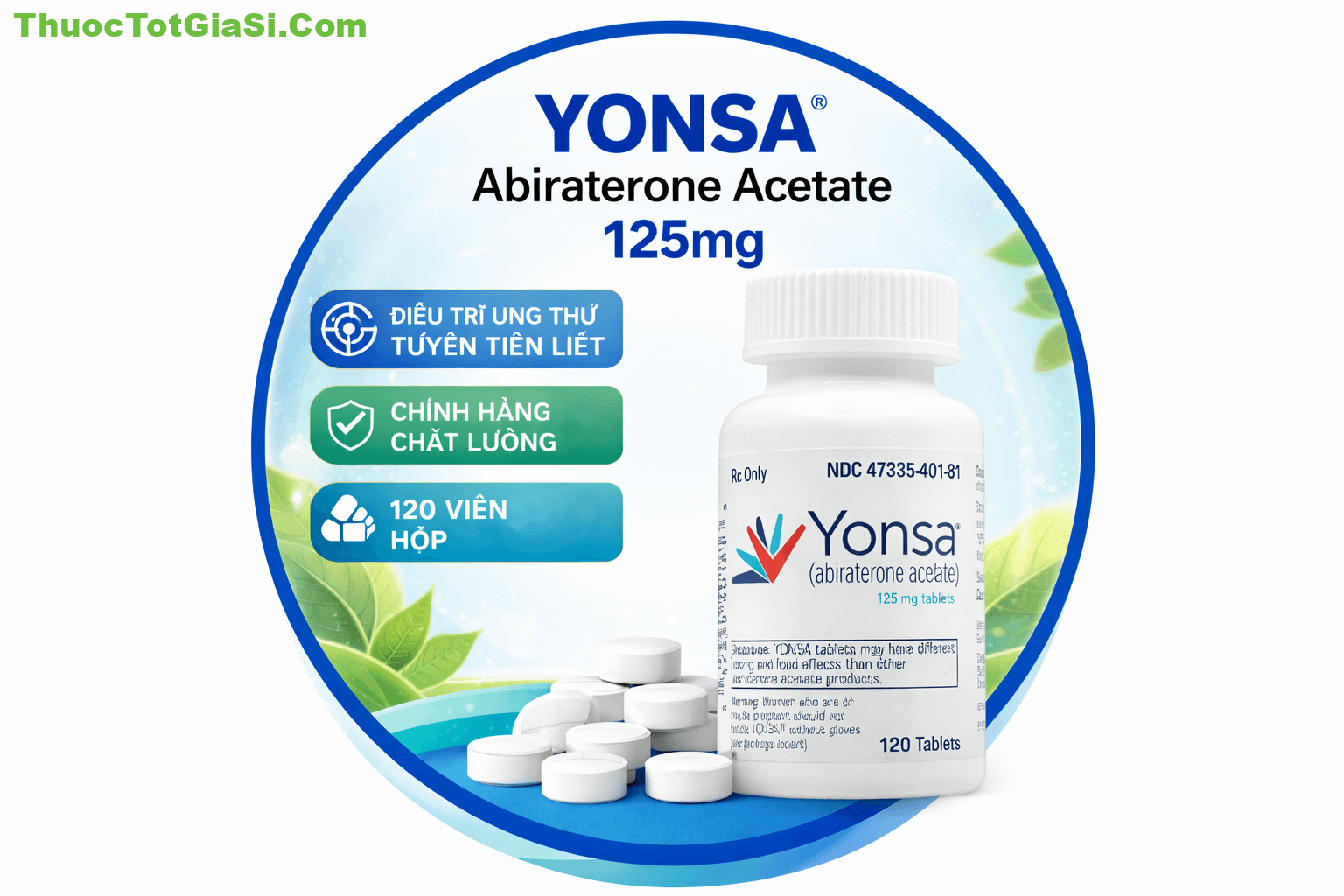 Yonsa Yonsa 125mg (Abiraterone Acetate) – Giá bao nhiêu? | Thuốc ung thư tuyến tiền liệt