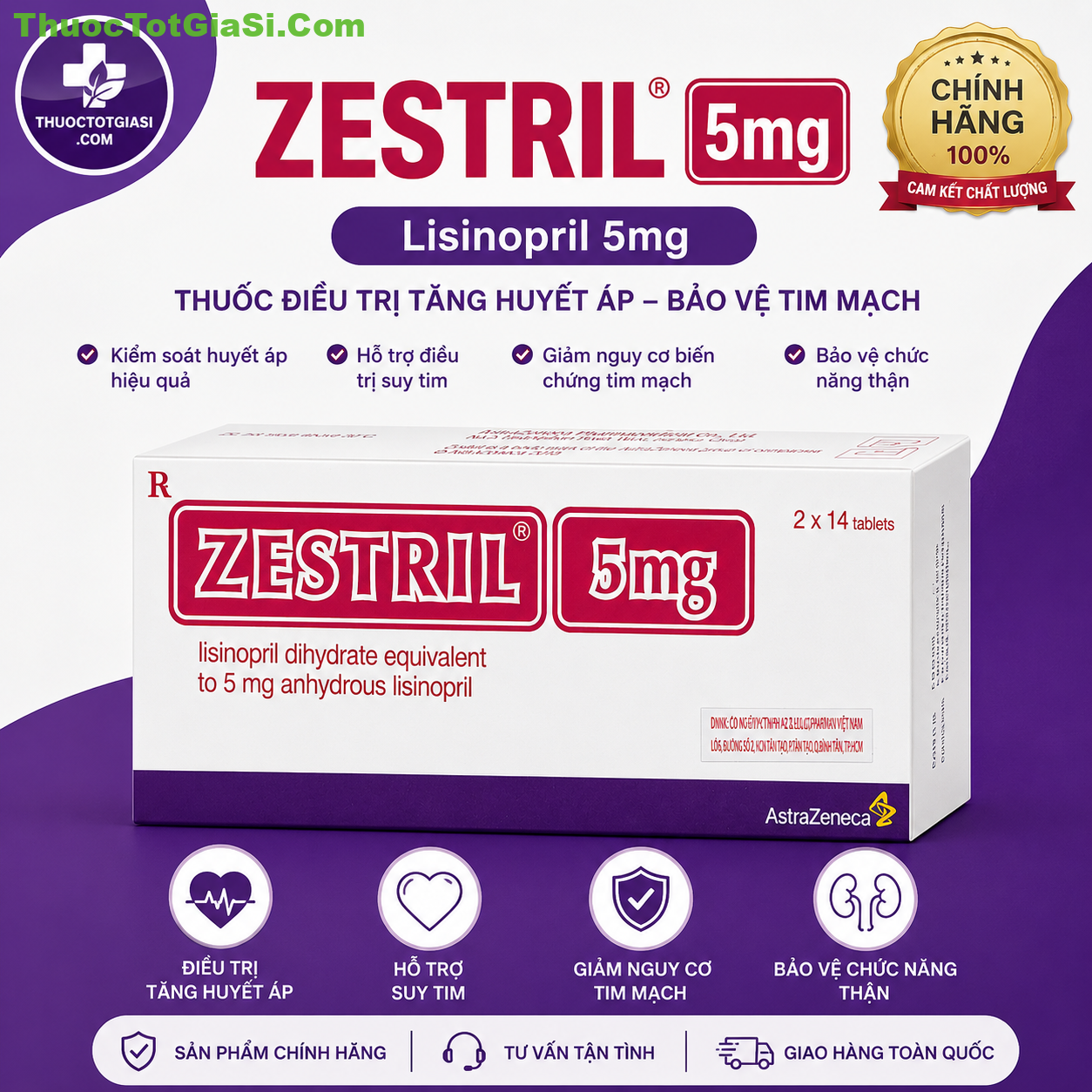 Zestril 5mg (Lisinopril) – Công Dụng, Liều Dùng, Giá Bán Và Lưu Ý Khi Sử Dụng Zestril 5mg (Lisinopril) – Công Dụng, Liều Dùng, Giá Bán Và Lưu Ý Khi Sử Dụng