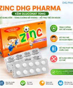 Zinc DHG Pharma Kẽm Gluconat 70mg – Bổ Sung Kẽm Tăng Đề Kháng, Hỗ Trợ Trẻ Ăn Ngon
