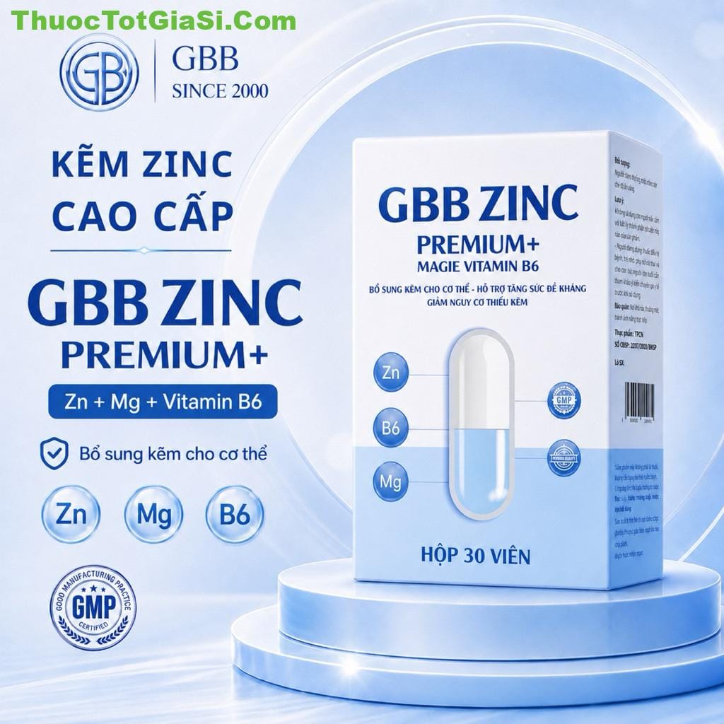 Zinc GBB Premium+ bổ sung kẽm, magie, vit B6