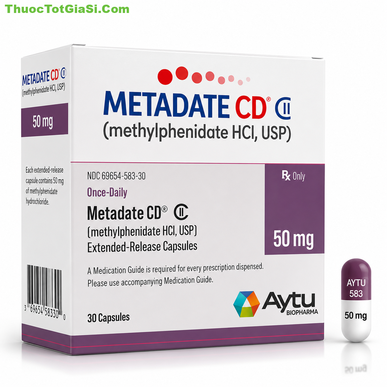 Metadate CD 50mg (Methylphenidate HCl) Metadate CD 50mg (Methylphenidate HCl) | Công Dụng, Liều Dùng, Tác Dụng Phụ & Lưu Ý