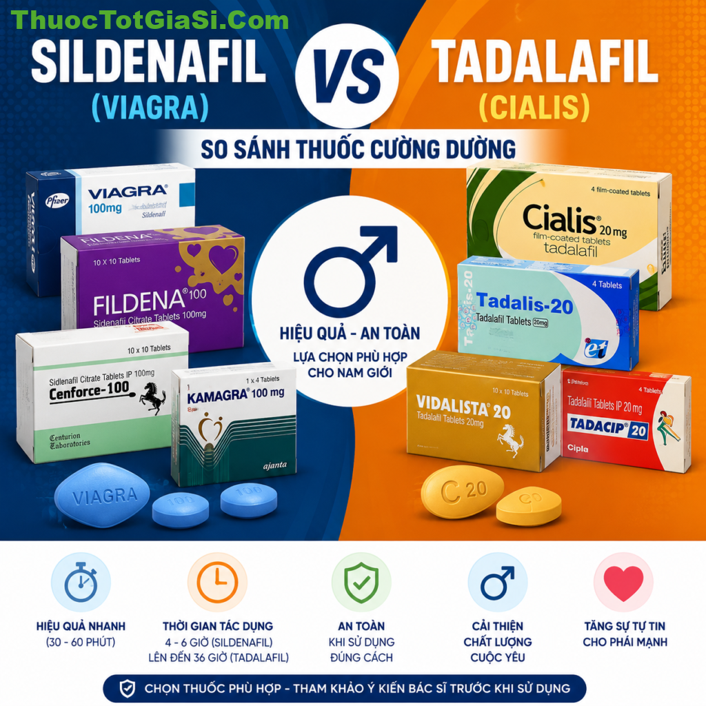 Sildenafil vs Tadalafil, Viagra vs Cialis, Cenforce vs Kamagra – Thuốc Cường Dương Nào Tốt Nhất?