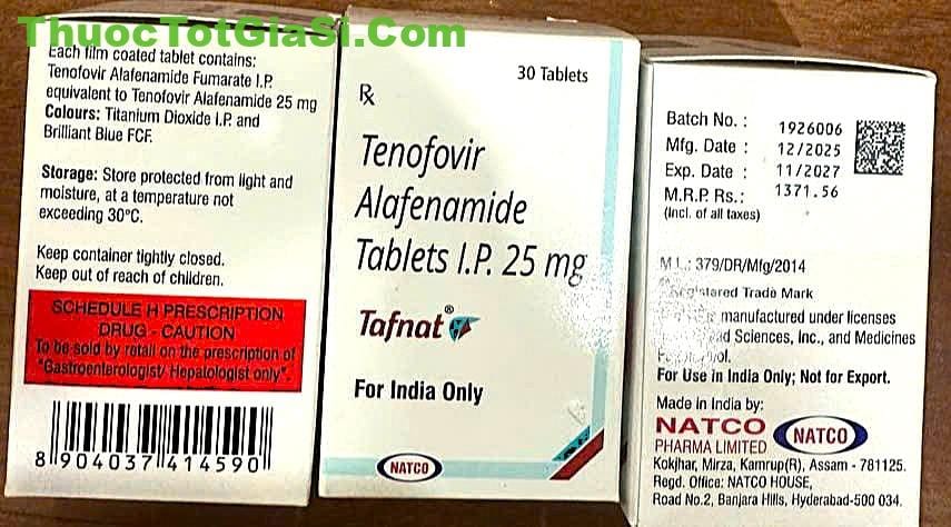 Tafnat 25 (Tenofovir Alafenamide 25mg) Điều Trị Viêm Gan B Tafnat 25 (Tenofovir Alafenamide 25mg) Điều Trị Viêm Gan B