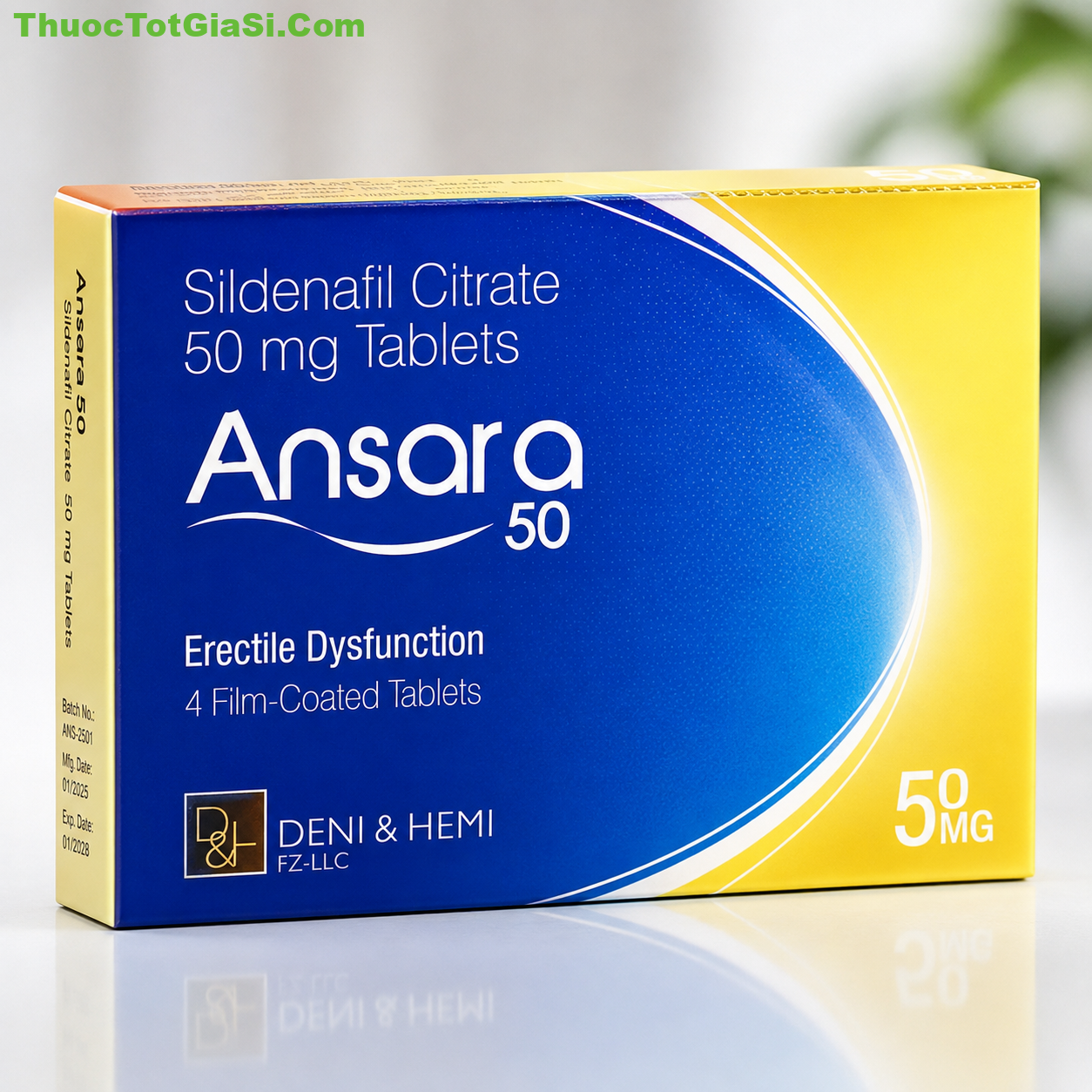 Ansara 50mg (Sildenafil 50mg) Ansara 50mg Sildenafil 50mg điều trị rối loạn cương dương