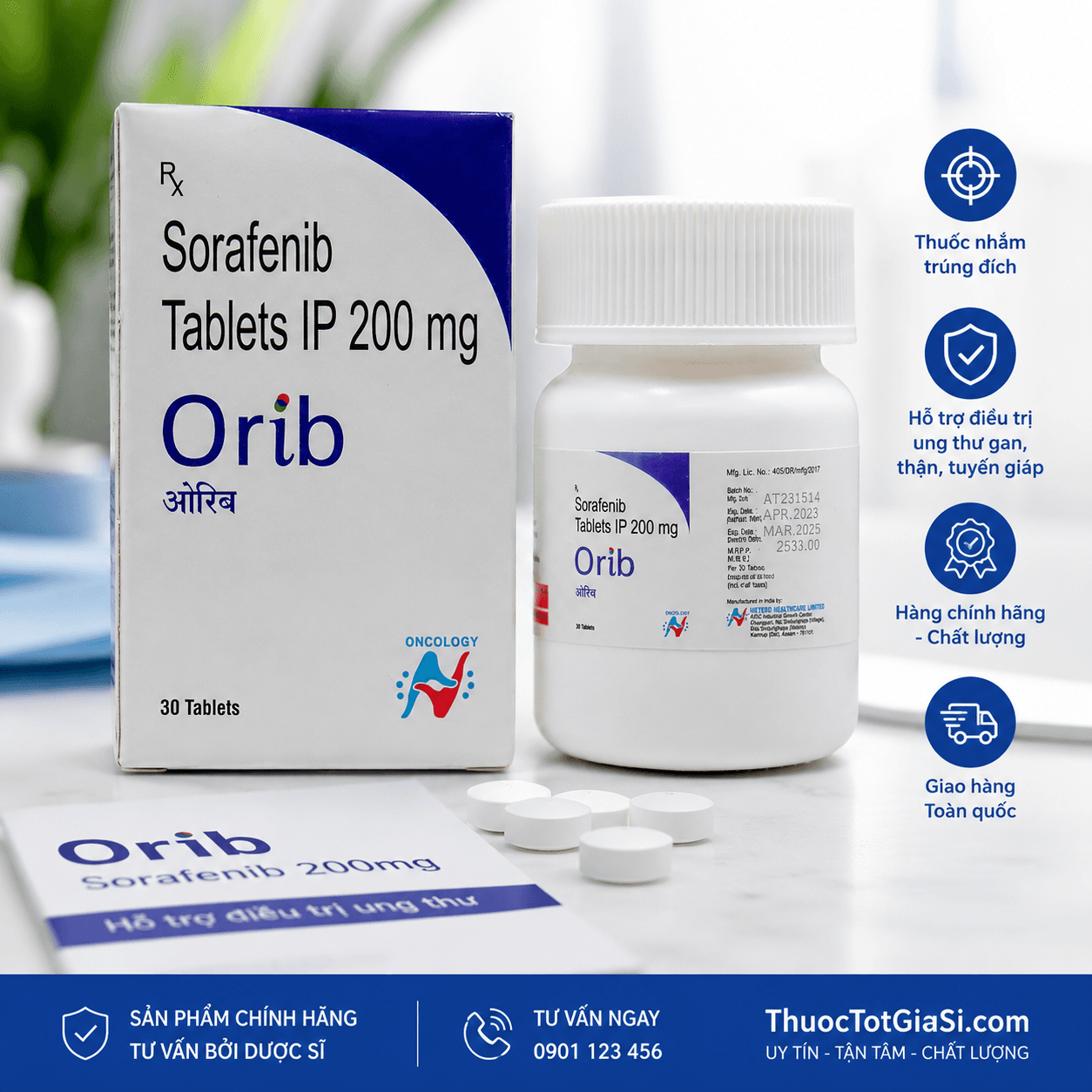 Orib 200mg (Sorafenib 200mg) Orib 200mg (Sorafenib 200mg) – Thuốc điều trị ung thư gan, thận