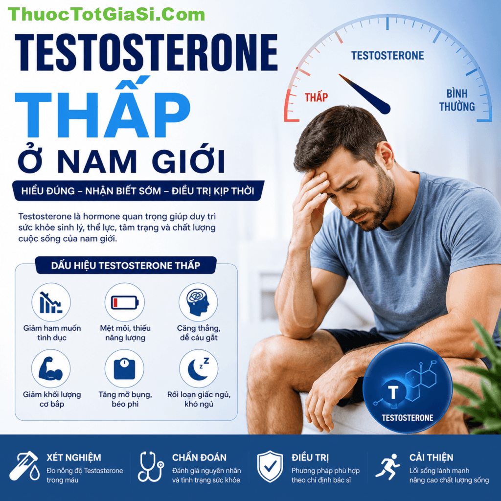 Testosterone thấp ở nam giới: Dấu hiệu, nguyên nhân & điều trị 1 Testosterone thấp ở nam giới: Dấu hiệu, nguyên nhân & điều trị